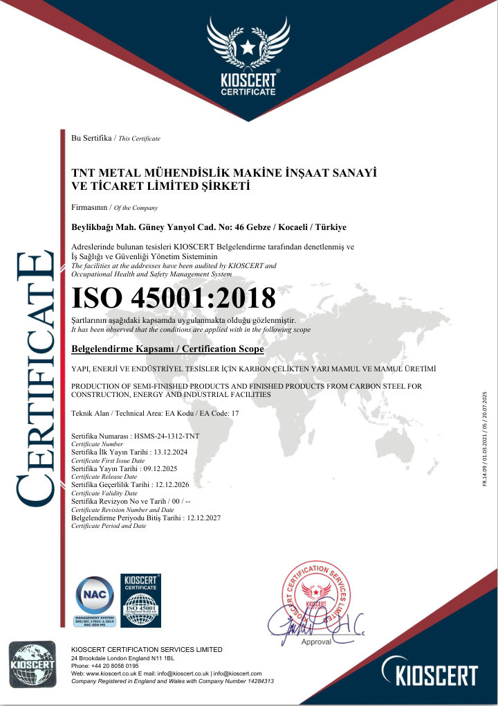 ISO 45001:2018 sertifikası
